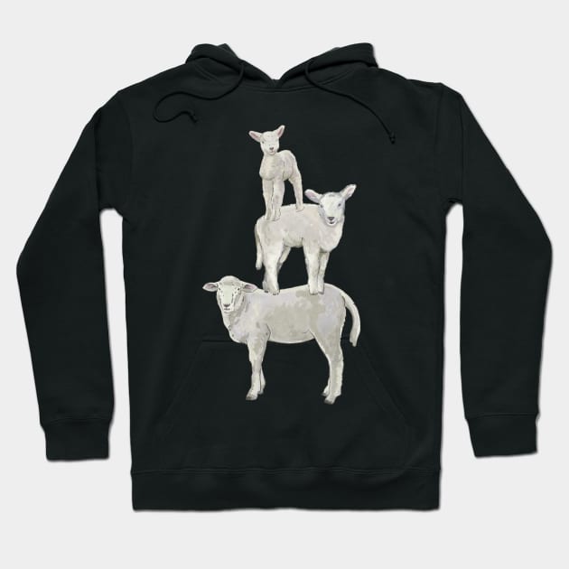 Cute Lambs Stand On Top Of Each Other Hoodie by okpinsArtDesign